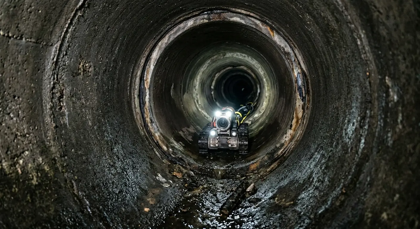 Robotic sewer camera inspecting pipe interior for Drain Snake Service in Webster City